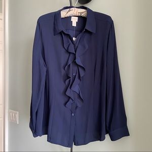 NWT CHICO'S
RUFFLE FRONT BUTTON DOWN TOP